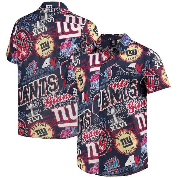 Men's FOCO Royal New York Giants Thematic Button-Up Shirt - Picture 1 of 10